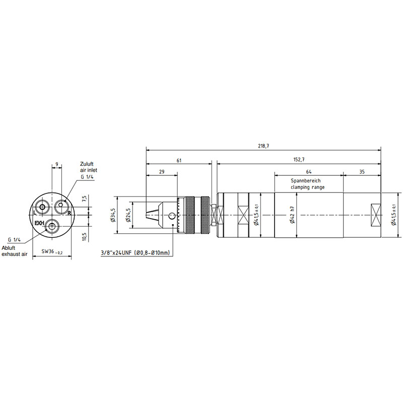 Technische Zeichnung EBM 38 - 1200 B - MRD