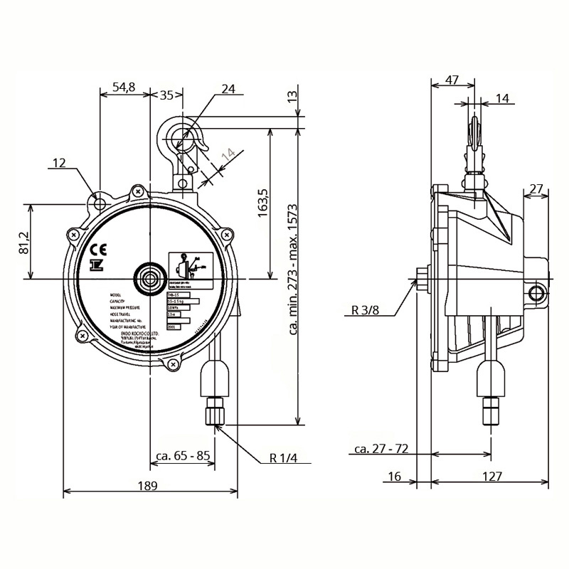 Technische Zeichnung THB-50