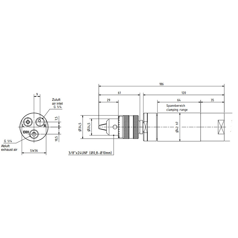 Technische Zeichnung EBM 38 - 2400 B - MRD