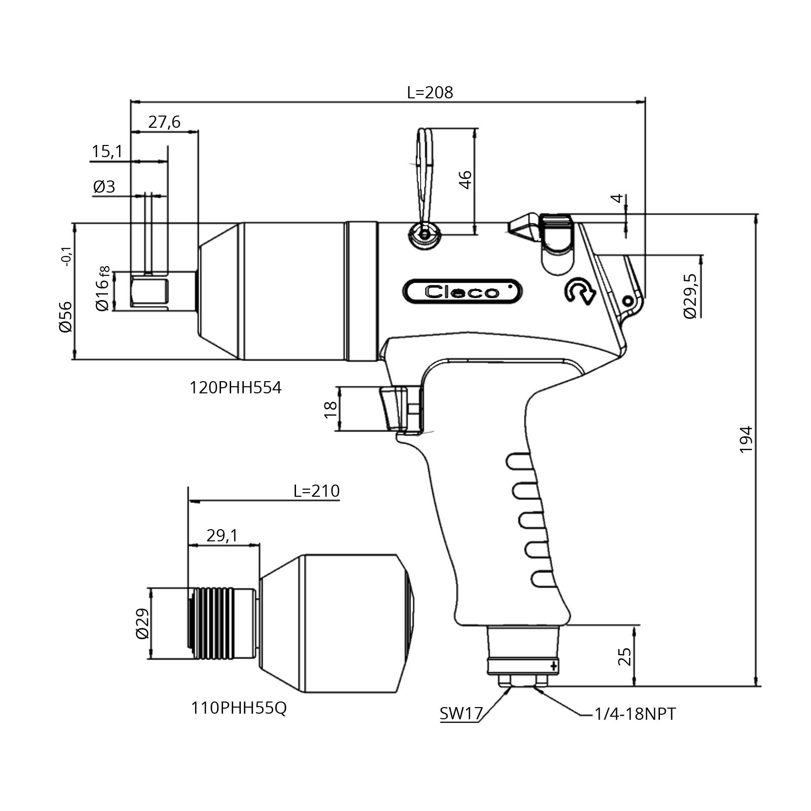 120PHH Technische Zeichnung